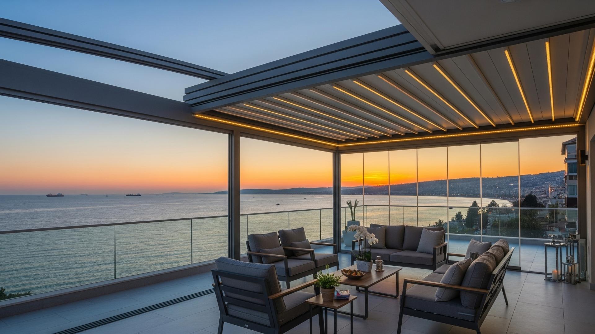 Otomatik kapanan verandalı balkon